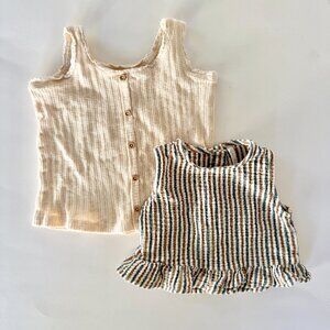 ZARA + Rylee & Cru Tank Top Bundle | Ribbed Button + Stripe Peplum | 2–3Y